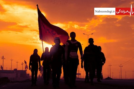 زائران اربعین در غروب آفتاب